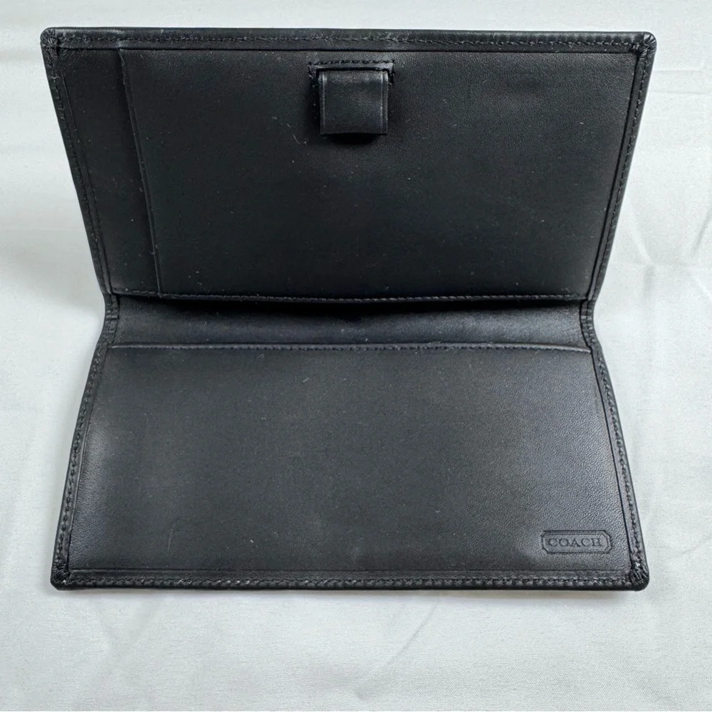 Coach‎ Leather Canvas Wallet Signature Black Classic Bi-fold Wallet Signature